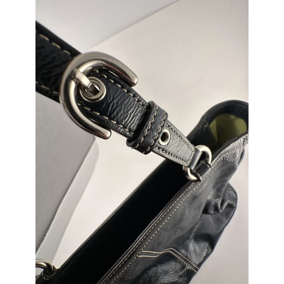 Coach Pleated Patent Leather East West Gallery Y2K tote bag, navy blue - Picture 8 of 13